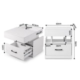 Artiss Bedside Table with Charging Station Drawer Sliding Top Nightstand White