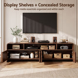 Artiss 180cm TV Unit Storage Cabinet Shelf Fluted Front Rounded Edge Anti-tip Kit Walnut