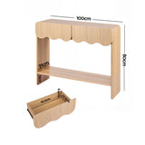Artiss 2-Drawer Console Table, Scalloped Entryway Table with Safe Rounded Corners, 100 x 31 x 80 cm