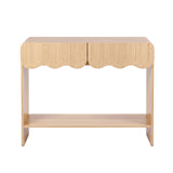 Artiss 2-Drawer Console Table, Scalloped Entryway Table with Safe Rounded Corners, 100 x 31 x 80 cm