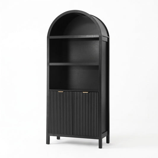 Artiss Buffet Sideboard Cabinet Pantry 180CM Arched Storage Bookshelf Black