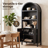 Artiss Buffet Sideboard Cabinet Pantry 180CM Arched Storage Bookshelf Black