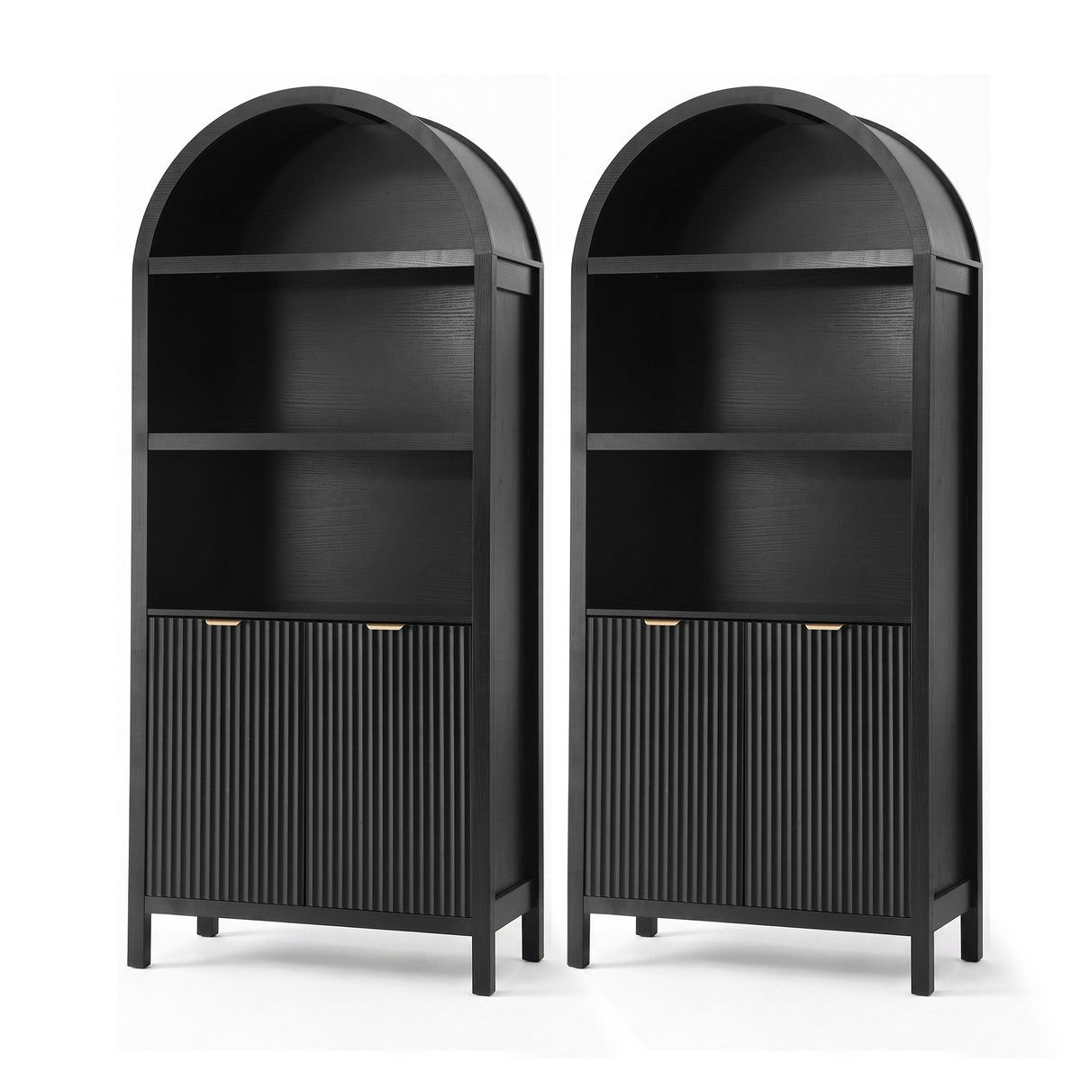 Artiss Buffet Sideboard Cabinet Pantry X2 180CM Arched Storage Bookshelf Black