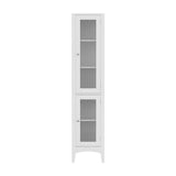 Artiss Bathroom Storage Cabinet 160cm Tall Slim Floor Cupboard Toilet Glass Door White