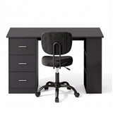 Artiss Office Desk & Chair Set 120cm Computer Desk with 3 Drawers & Open Shelves, Ergonomic Armless Office Chair with Wheels, Height Adjustable for Home Office Study
