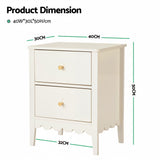 Artiss 2x Bedside Table 2 Drawers Bedroom Storage Nightstand White
