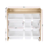 Keezi Kids Toy Box 9 Bins Bookshelf Organiser Display Shelf Storage Rack Wooden