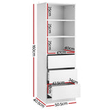 Artiss 3 Chest of Drawers Tallboy Cabinet White