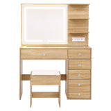 Artiss Dressing Table LED Vanity Desk Set Stool Wood