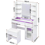 Artiss Dressing Table Vanity Desk Set 10 LED Bulbs RGB Light White