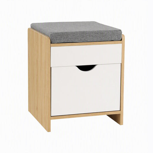 Artiss Storage Ottoman with Drawer 100kg Capacity Footrest Cushion Pine