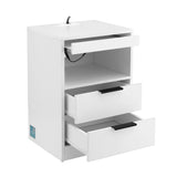 Artiss Bedside Table LED Nightstand Charging Station 2 Drawers - White
