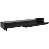 Artiss Extendable TV Unit 200CM 3 Storage Drawers Dark Walnut & Black