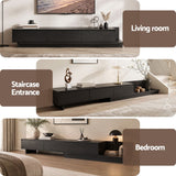 Artiss Extendable TV Unit 200CM 3 Storage Drawers Dark Walnut & Black