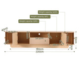 Artiss 220cm TV Unit Rounded Edge Slide Side Cabinet Door Pine