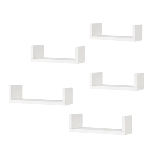Artiss Floating Wall Shelves Set of 5 Mounted U-Shape Display Ledge, White