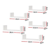 Artiss Floating Wall Shelves Set of 5 Mounted U-Shape Display Ledge, White