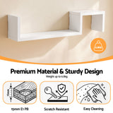 Artiss Set of 2 Floating Shelves Wall Mounted S-Shape Display Ledge, White