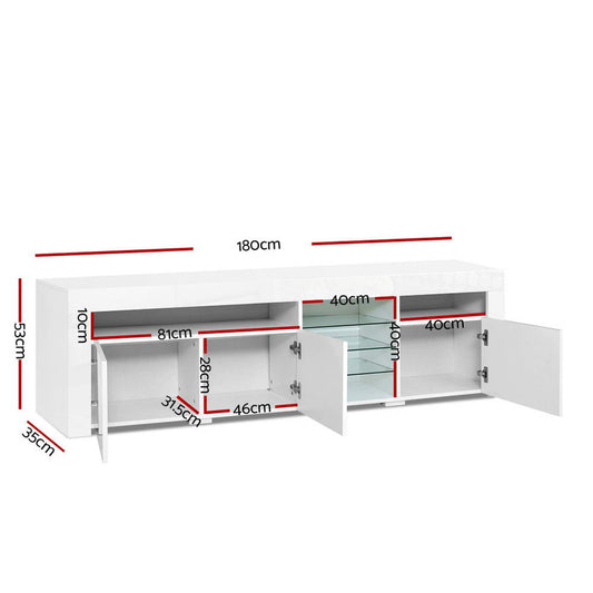 Artiss Entertainment Unit TV Cabinet LED 180cm White Bobi