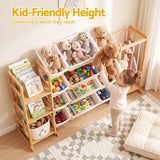 Keezi 3-in-1 Kids Toy Storage Organiser with 12 Bins, Shelves & Animal Storage