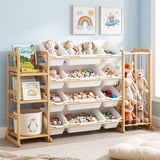 Keezi 3-in-1 Kids Toy Storage Organiser with 12 Bins, Shelves & Animal Storage