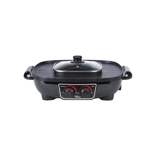 DAVIS & WADDELL 2 In 1 Steamboat Hotpot And Grill Black 45x38x17cm