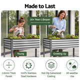 Green Fingers Mobile Raised Garden Bed with Wheels Storage Shelf 81cm Height for Vegetables Herb Silver