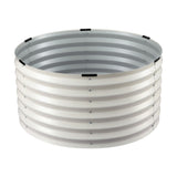 Green Fingers Round Metal Raised Garden Bed 90x45cm Planter Box White