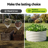 Green Fingers Round Metal Raised Garden Bed 90x45cm Planter Box White
