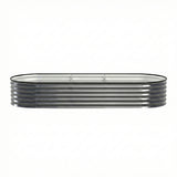 Green Fingers 3 Pcs Raised Garden Bed Kit Oval Galvanized Steel Planter Boxes 240x80x42cm, Heavy Duty Metal Elevated Garden Bed for Vegetables Flowers Herbs, with Safety Edging, Gloves & Pegs Included