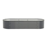 Green Fingers 4 Pcs Raised Garden Bed Kit Oval Galvanized Steel Planter Boxes 240x80x56cm, Heavy Duty Metal Elevated Garden Bed for Vegetables Flowers Herbs, with Safety Edging, Gloves & Pegs Included
