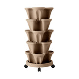 Green Fingers Garden Bed 5 Tier Vertical Garden Grey Strawberry Stackable Planters Herb Petunias Tan