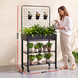 Green Fingers Mobile Raised Garden Bed with Trellis & Shelves Dark Grey