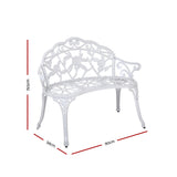 Gardeon Outdoor Garden Bench Seat 100cm Cast Aluminium Outdoor Patio Chair Vintage White