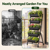 Green Fingers 5 Tier Vertical Raised Garden Bed Mobile Planter Box with Locking Wheels