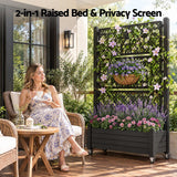 Green Fingers Mobile Planter Box with Trellis, Self Watering Garden Bed & Privacy Screen for Climbing Plants Flowers, Black