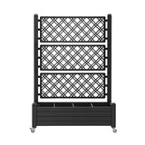 Green Fingers Mobile Planter Box with Trellis, Self Watering Garden Bed & Privacy Screen for Climbing Plants Flowers, Black