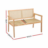 Gardeon Garden Bench Wooden Bench Outdoor PVC Woven Seat Backrest 107cm