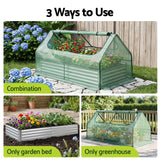 Green Fingers Raised Garden Bed with Greenhouse 3 in 1 Galvanised Planter Box Kit