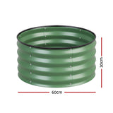 Green Fingers Round Raised Garden Bed 2 Pack Galvanised Planter Box Rust Resistant 60x60x30cm Green