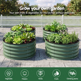 Green Fingers Round Raised Garden Bed 2 Pack Galvanised Planter Box Rust Resistant 60x60x30cm Green