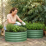 Green Fingers Round Raised Garden Bed 2 Pack Galvanised Planter Box Rust Resistant 60x60x30cm Green