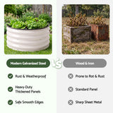 Green Fingers Self Watering Round Garden Bed Galvanised for Balcony Deck 60x60x30cm