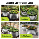 Green Fingers Round Raised Garden Bed 2 Pack Galvanised Planter Box Rust Resistant 60x60x30cm Silver