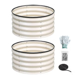 Green Fingers Round Raised Garden Bed 2 Pack Galvanised Planter Box Rust Resistant 60x60x30cm White