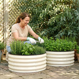 Green Fingers Round Raised Garden Bed 2 Pack Galvanised Planter Box Rust Resistant 60x60x30cm White