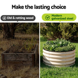 Green Fingers Round Raised Garden Bed 2 Pack Galvanised Planter Box Rust Resistant 60x60x30cm White