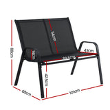 Gardeon Garden Bench Seat Steel Outdoor Patio Park Lounge Backyard Chair Black