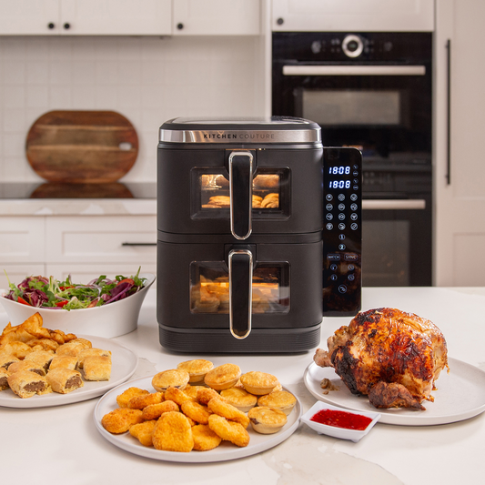 KITCHEN COUTURE 11L CLEAR VIEW VERTEX DUAL DRAW AIR FRYER BLACK