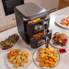 KITCHEN COUTURE 11L CLEAR VIEW VERTEX DUAL DRAW AIR FRYER BLACK